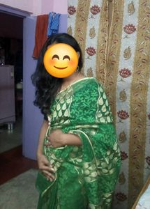 Elegant Green & Gold Floral Saree