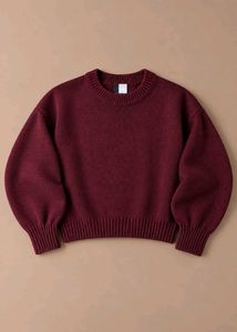 BURGUNDY RIBBED CREWNECK SWEATER