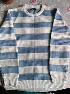 Blue & White Striped Knit Sweater