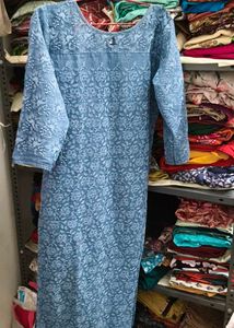 Blue Embroidered Kurta..... medium size