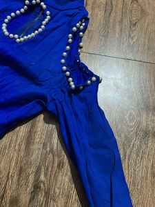 Blue Cold Shoulder Dress