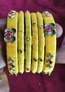 silk thread bangles combo set of 6