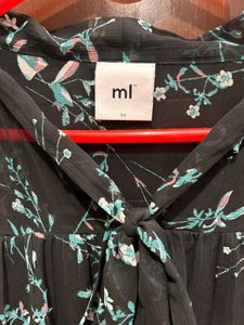 Elegant Floral Print Sheer Sleeve Top