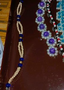 Handmade Blue and White Pearl Beaded Bracelet