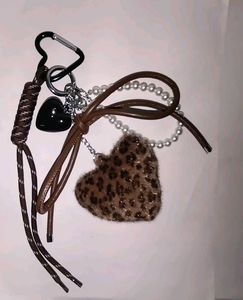 Leopard print Heart bag pendant