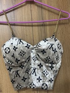 Velvet Chain Strap Corset Top