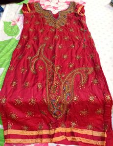 Embellished Red Kurta SIZE - LONG