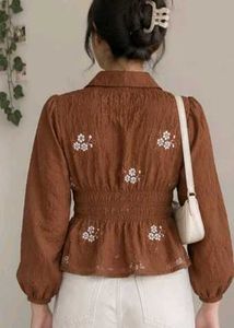Brown Top peplum