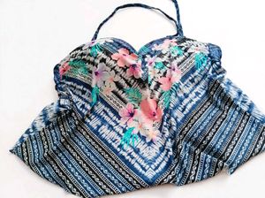 🎀Chic Floral Tie-Dye Bikini Top
