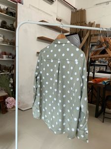 Green Polka Dot Button-Up Shirt