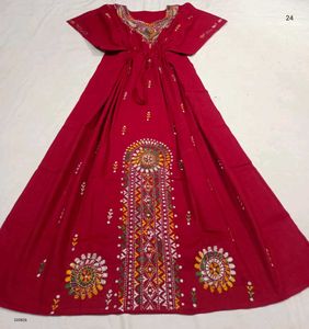 Hand Kantha Embroidered Kaftan Dress