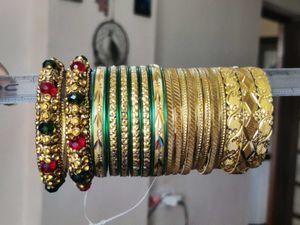 Gold Plated Bangles with Stones