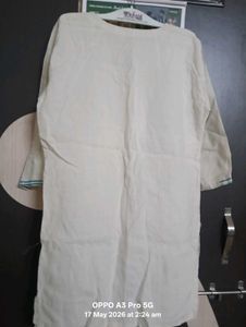Cream Kurta with Blue Paisley Embroidery