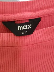 MAX Pink Coral Ribbed Cropped Top