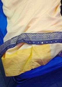 Elegant Blue &amp; Yellow Saree