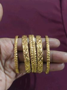Set of Intricately Designed Gold Bangles