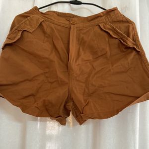 Brown Cotton Shorts