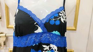 Floral Nightgown with Lace Trim