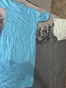 Embroidered Sky Blue Kurta