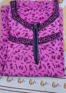 Comfy Pink Floral Nightdress gown with Zipper