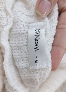 White Woolen Turtleneck Crop Top