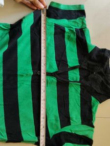 Green &amp; Black Striped Polo Top
