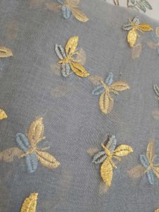 Grey Embroidered Dupatta with Butterfly Motifs