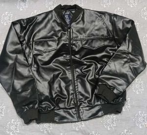 Shiny Black Bomber Jacket