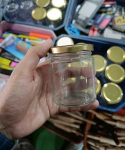 3 piece Glass Jar with Golden Lid
