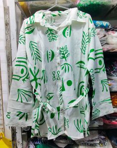 Boho Print Belted Shirt with Green Pants