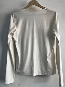 H&amp;M Cream Square Neck Long Sleeve Top