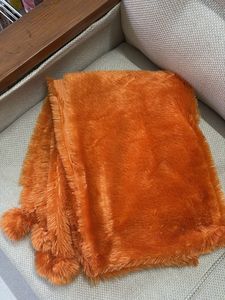 Cozy Orange Faux Fur Throw Stole