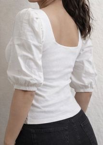 Sale White Puff Sleeve Top