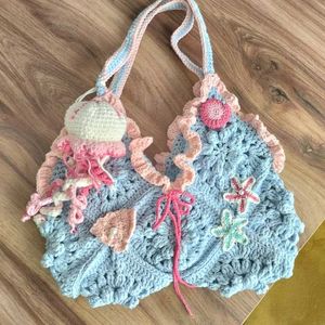 Crocheted ocean Tote Bag