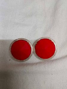 Bold Red Round Earrings