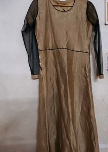 Elegant Beige Embroidered Anarkali Gown