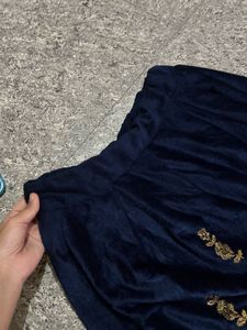 Elegant Navy Blue Embroidered Skirt