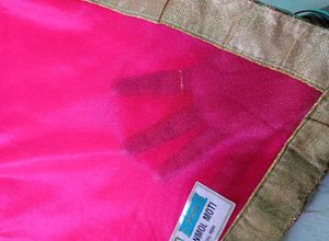Elegant Pink Saree with Golden Border