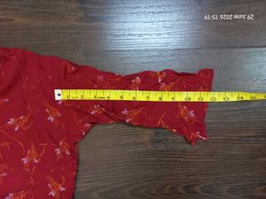 Chic Red Floral Print Kurta Top