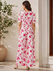 Floral Jumpsuit with Puff Sleeves
