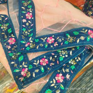 Rama lehenga with multi  emrodary