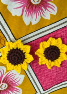 Handmade Crochet Sunflower Hair Clips
