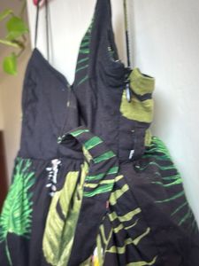 Black Tropical Print Mini Dress
