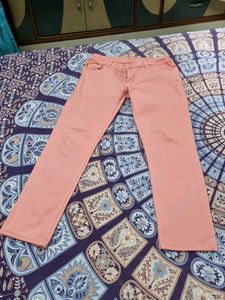 Peach Colour Straight Fit Denim Jeans