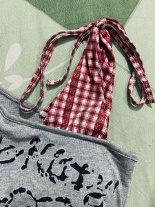 Grey One Shoulder Hello Kitty Top
