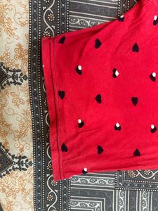 Cute Red Heart Print Shorts