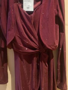 Burgundy Sparkly Party Dress