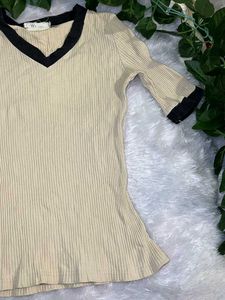 Ribbed V-Neck Top