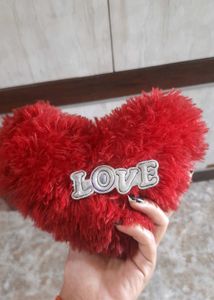 Red Heart Plush Pillow with "LOVE" Accent