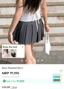 Chic Grey Pleated Skirt with Bows